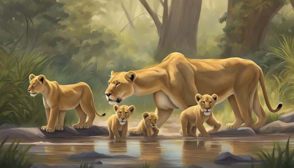 lion family on the hunt